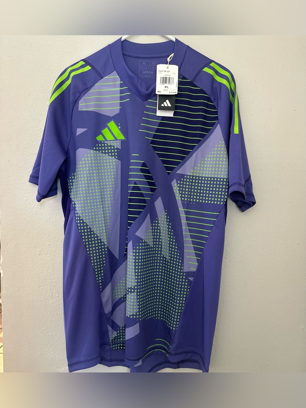 Adidas Mens Jersey Size XL Tiro 24 Pro Goalkeeper Short Sleeve Purple IN0424